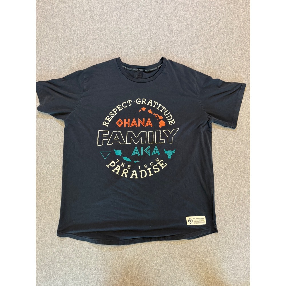 Under Armour Project Rock Ohana Family Aiga T-Shirt Black 2XL Iron Paradise